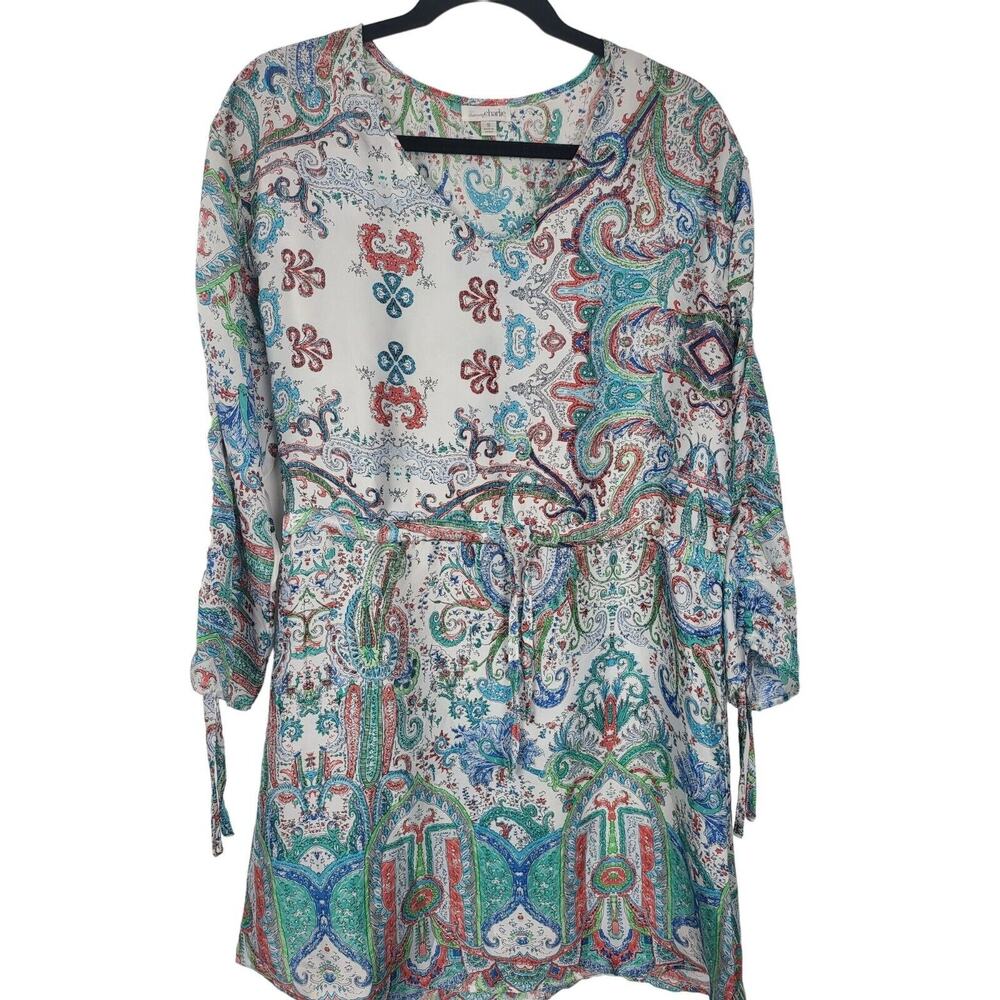 Charming Charlie Long Sleeve Dress Small Womens Midi V Neck Pullover Summer